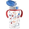 Evorie Tritan Spill Proof Toddler Straw Sippy Cup, 10 oz for Baby and Toddlers 1-3 Years Old, No Spill Straw Water Bottle with Removable Handles, Ideal for School, BPA-Free, Happy Valley