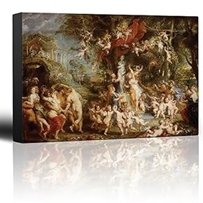 Oil Painting of Feast of Venus by Peter Paul Rubens - Baroque Style - Angels, Catholic, Christianity, Religion - Canvas Art Home Art - 12x18 inches