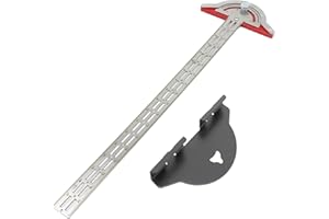 QUIRKMYN 20 Inch Woodworking Ruler, Edge Ruler Woodworking with Adjustable Protractor Angle Finder, Stainless Steel Protractor for Woodworking, Carpenter Mark Rule with Wall Hanging Storage Rack