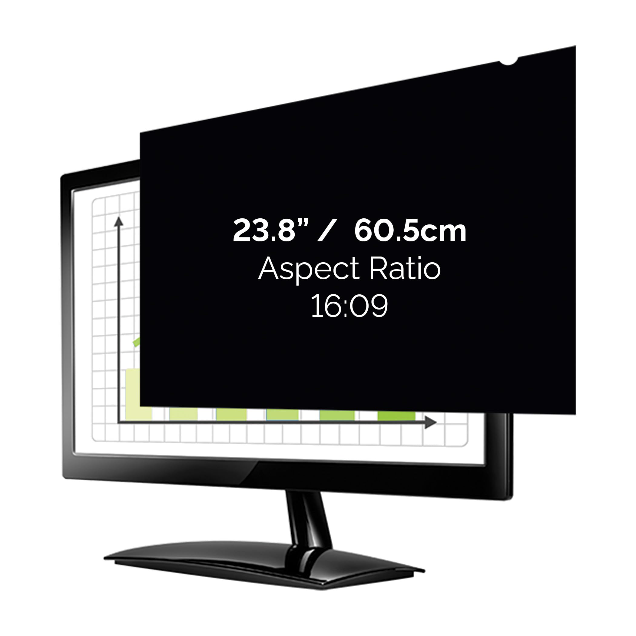 Fellowes PrivaScreen Black Out Privacy Filter Anti Glare Screen Protector for Monitor 23.8" Inches (16:09 Aspect Ratio) 528 x 297mm - Easy Attach & Removal with Quick Reveal Tabs