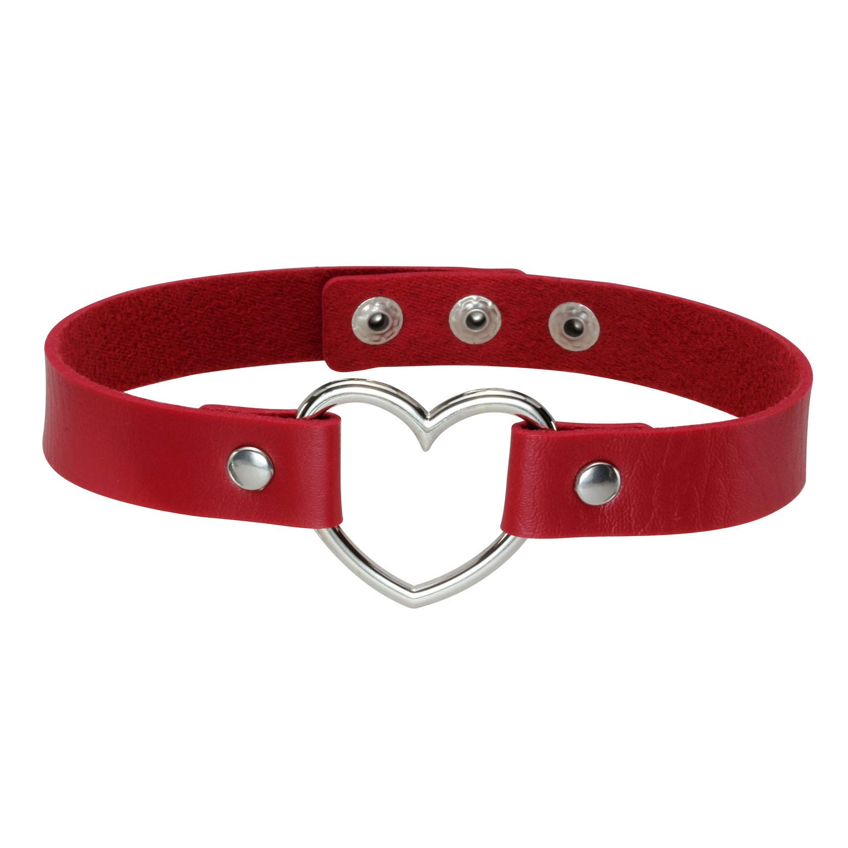 JJDreams Heart Gothic Choker Punk Rock Vintage Necklace Adjustable PU Leather Collar Necklace Goth Accessories for Women Men (D-Red, no rivet)