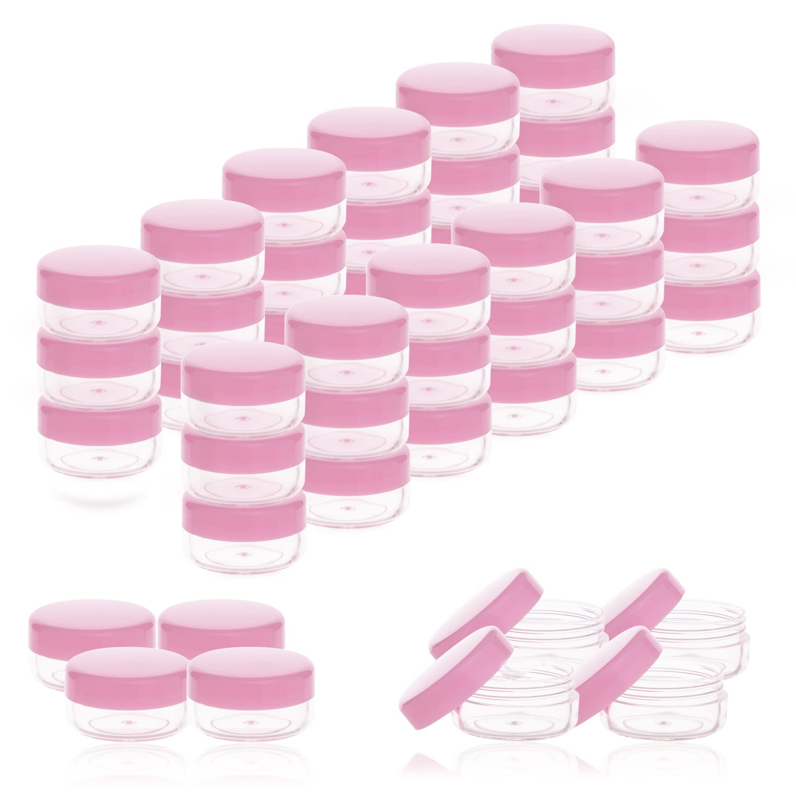 ZEJIA 5 Gram Cosmetic Sample Containers with Lids 100pcs Empty Small Makeup Jars Plastic BPA Free(Pink)