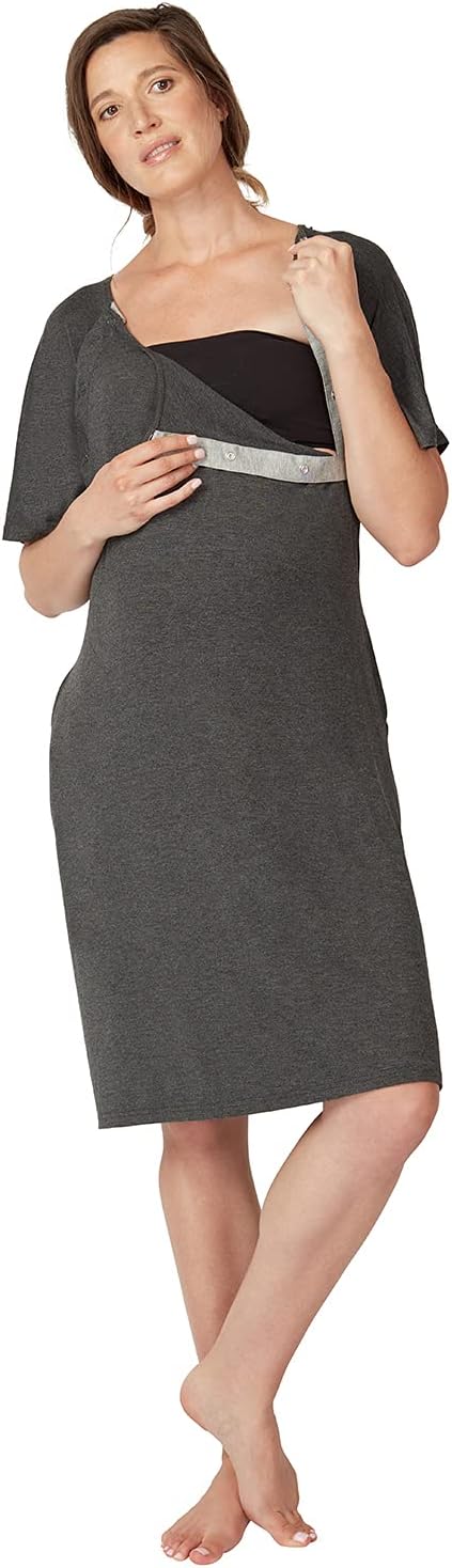 Frida Mom Delivery and Nursing Gown | Easy-Snap, Tagless, Skin-to-Skin Access for Nursing and Full Coverage in The Back: Health & Personal Care