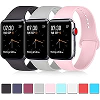 Pack 3 Compatible with Apple Watch Band 38mm 40mm 42mm 44mm, Soft Silicone Band Replacement for Apple iWatch Series 4, Series 3, Series 2, Series 1
