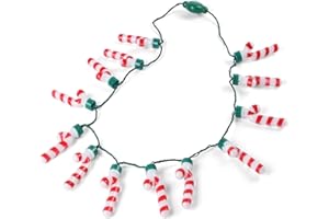 FUTUREPLUSX Christmas Light Up Necklace, 41Inch Candy Cane 3D Light Necklace with 13 Pendants, 6 Modes for Christmas Gifts Accessories Xmas Party Favors