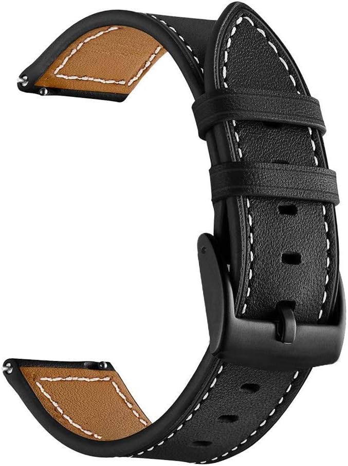 LDFAS Compatible for Fossil 22mm Band, (2 Pack) Leather Strap with Black Buckle Compatible for Fossil Gen 5 Carlyle/Julianna/Garrett HR, Q Explorist, Gen 5E 44mm, Sport 43mm, Smartwatch, Brown+Black