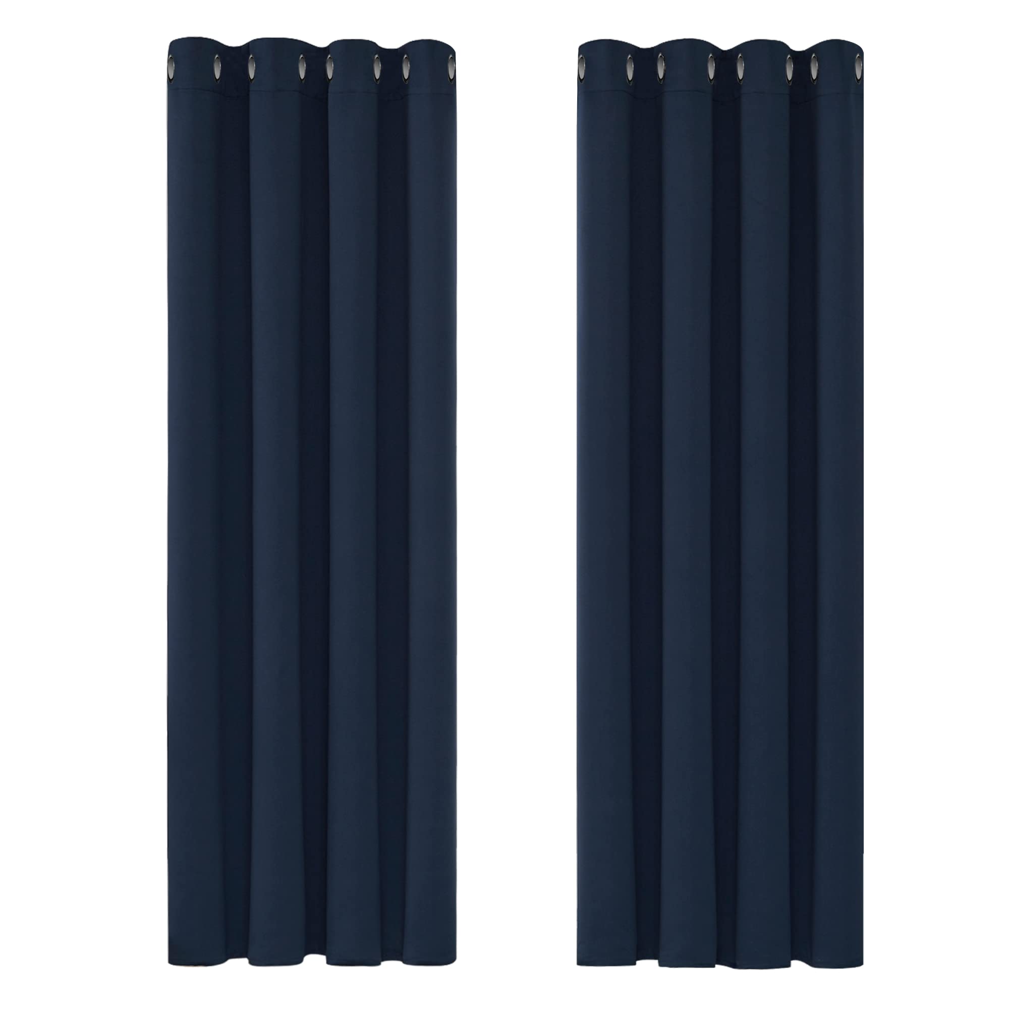 Deconovo Solid Thermal Insulated Curtains Eyelet Blackout Curtains for Bedroom 46 x 72 Inch Navy Blue One Pair