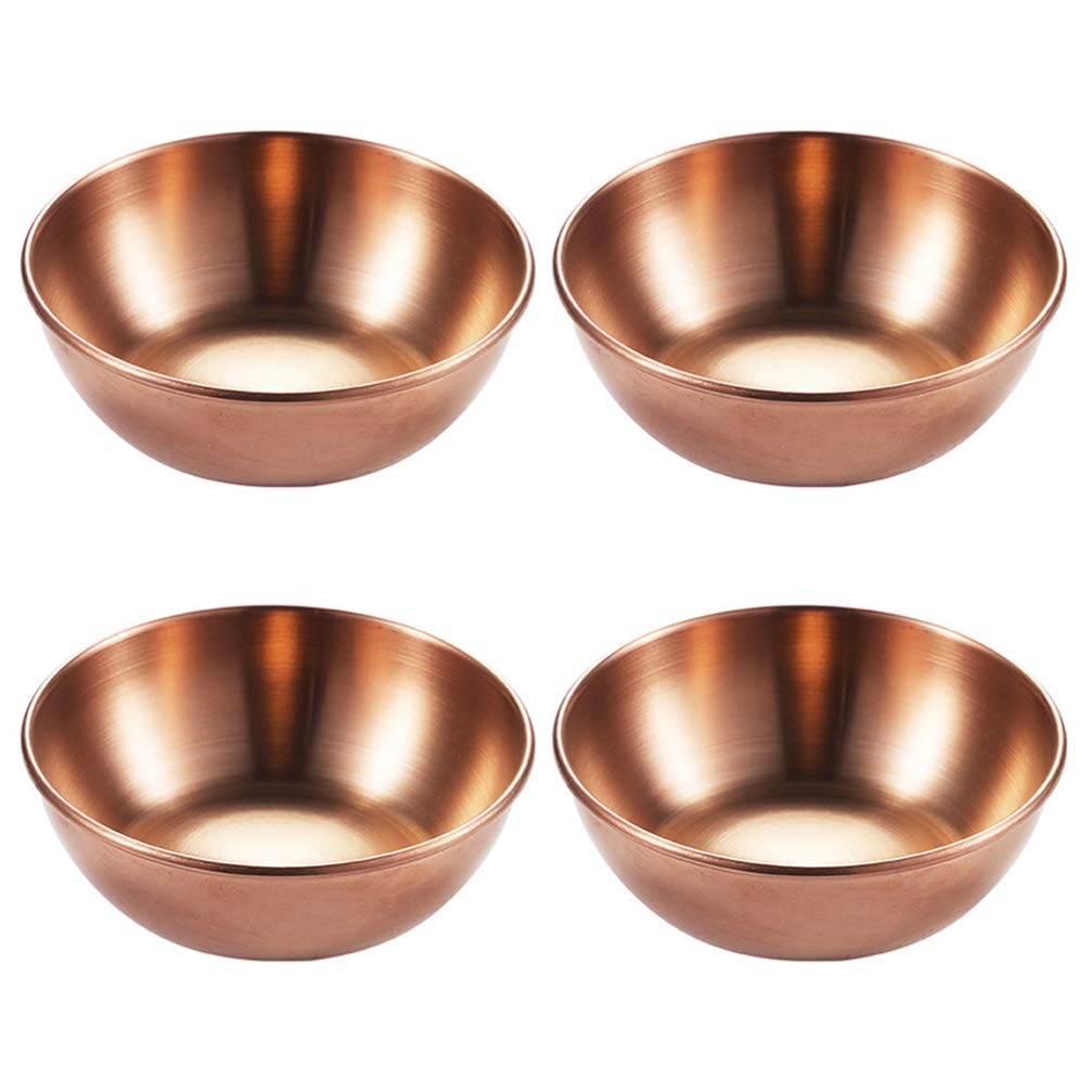 Lurrose Stainless Steel Sauce Bowls 4 Pack 3.15 Inch Stackable Dipping Cups for Sushi Condiments Appetizers and Snacks