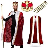 Tigerdoe King Costume-3 Pc Medieval Adult Costume Set- King Crown, Regal Robe, and Royal Scepter-Costume Accessories-Dress up
