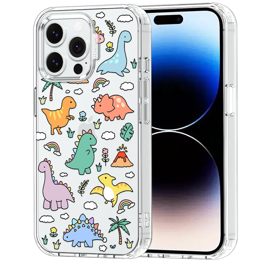 MOSNOVO Case for iPhone 14 Pro Max, [Buffertech 6.6ft Military-Grade Drop Protection] [Anti Peel Off Tech] Clear TPU Bumper Phone Case Cover Design - Dinosaur Land — image 1