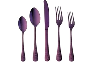 20-Piece Purple Flatware Silverware Set, Bisda Stainless Steel Cutlery Sets, Multipurpose Use for Home, Kitchen, Restaurant, 