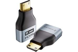 VCE Mini HDMI to HDMI Adapter, 8K@60Hz/4K@120Hz UHD Converter with Gold-Plated Connectors and Alloy Housing 48Gbps HDMI 2.1 for Camera, Tablet, Laptop to TV, Monitor, Projector