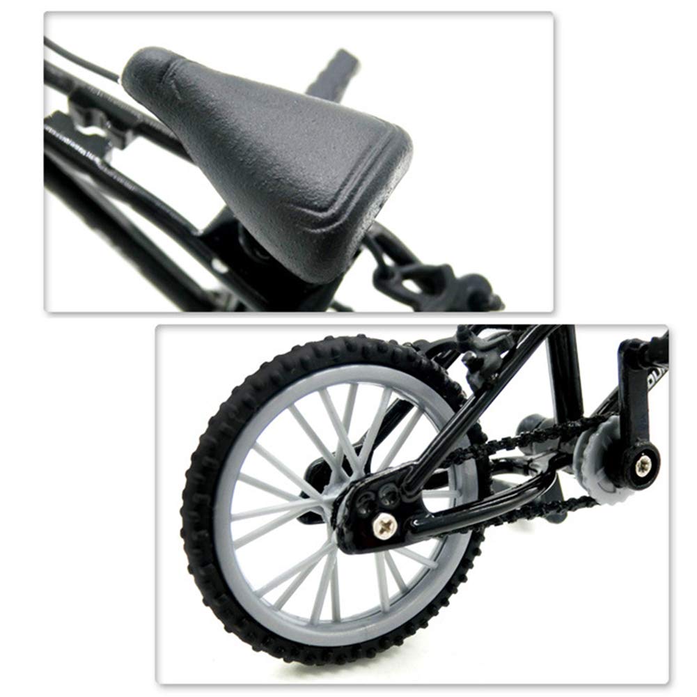1/18 Diecast Bike Action Figure Toy,Mini Finger Mountain Bike Bicycle Art Crafts Desktop Decor - Black