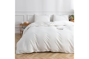 FREIUOKE White Duvet Cover 100% Washed Cotton Duvet Cover,Luxury Soft Bedding with Zipper Closure.Solid Color Pattern Duvet Cover Full Size 1 Piece（80x90 Inch）