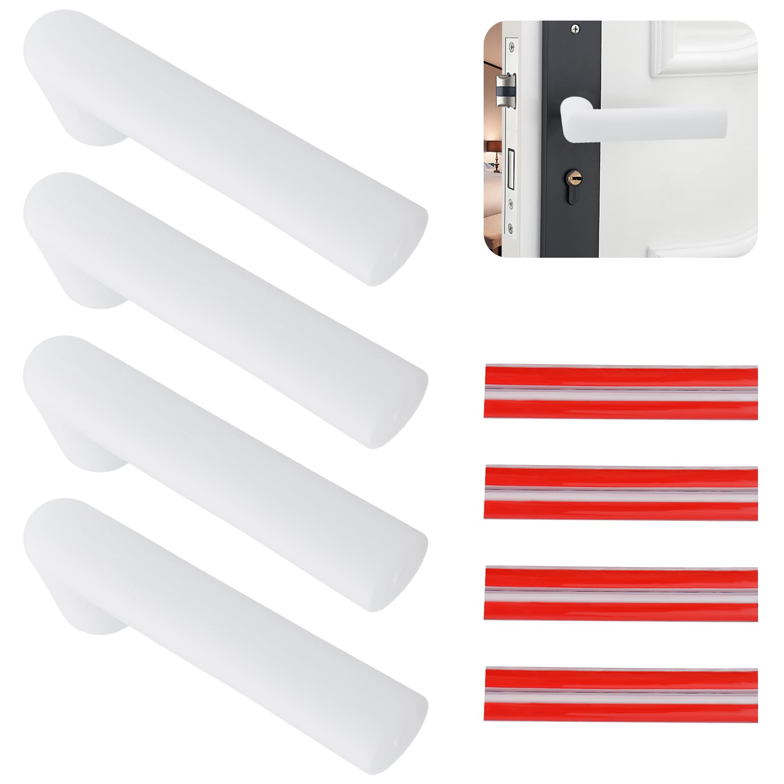 UFURMATE Door Handle Covers, 4Pcs Silicone Door Handle Covers Anti-Static Safety Door Handle Glove Covers Door Handle Protector for Flat Square Door Levers (Transparent White) — image 1