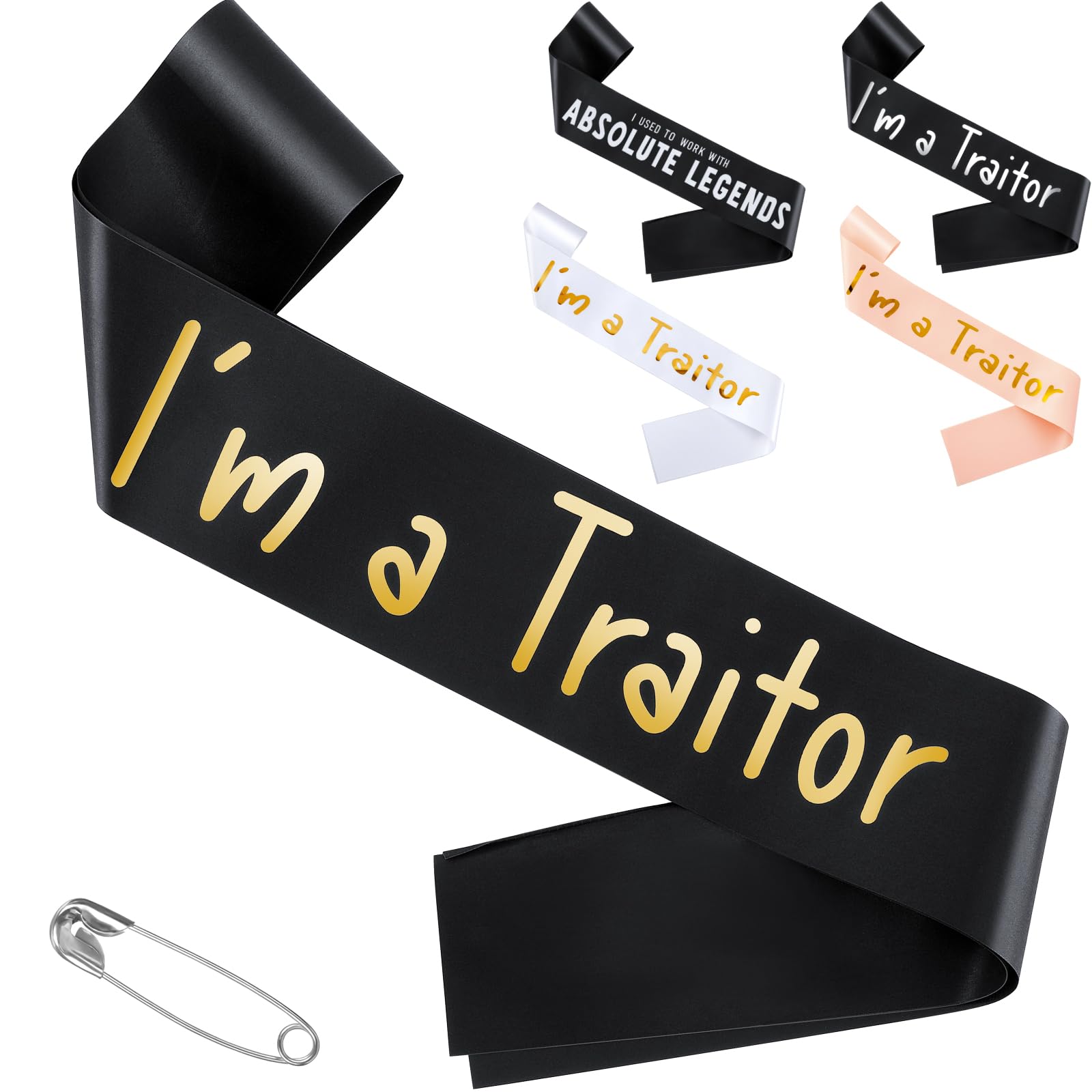 Xuniea I'm a Traitor Sash Traitor Leaving Sash New Job and Sorry Your Leaving Gifts Retirement Presents for Colleagues Women Men Farewell Party Going Away Decorations(Black, Gold Letter)