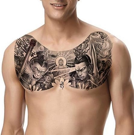 Handaxian 3pcs Tatouage épaule Hommes Grande Poitrine