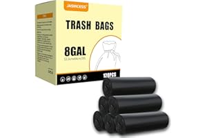 JASINCESS 8 Gallon Strong Trash Bags 30 liter Garbage Bags Small Plastic Bags for home office kitchen (Black)