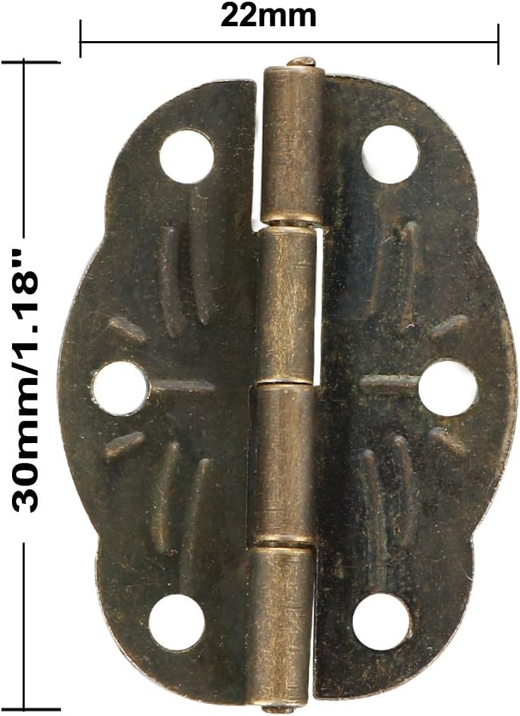 sourcing map 1.18" Antique Bronze Hinges Retro Butterfly Shape Hinge Replacement with Screws 5pcs, 1.18" * 0.49" (L*W) 50pcs - Image 4