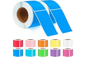 Tanstic 2 Rolls Rectangular Color Coding Labels, 3x2 Inch Direct Thermal Labels Colored Labels Stickers for File Classificati