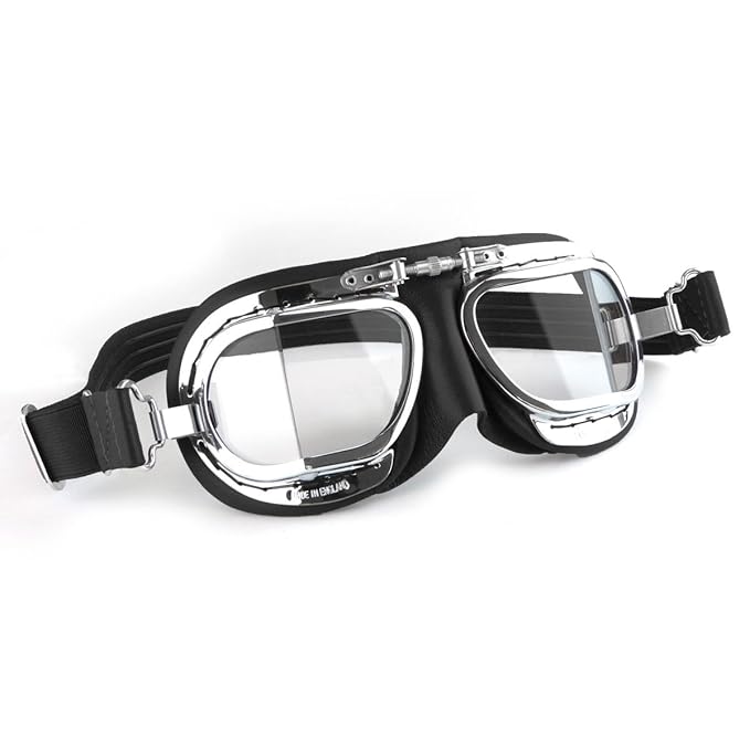 HDM Halcyon Compact Classic Motorcycle Goggles/Flying Goggles Black