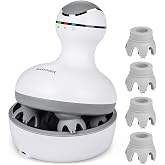 cotsoco Cordless Scalp Massager, 84 Nodes, 4 Heads, Waterproof, Wet and Dry | 84 nodes across four detachable heads. Use wet with shampoo or dry. Scalp neck shoulders back. 3 year warranty.