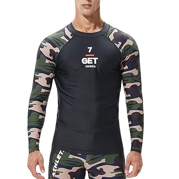 Plot Herren Langarm Bademode, UV-Schutz UPF 50+ Basic Surfen Tauchen Shirt Rash Guard Tops