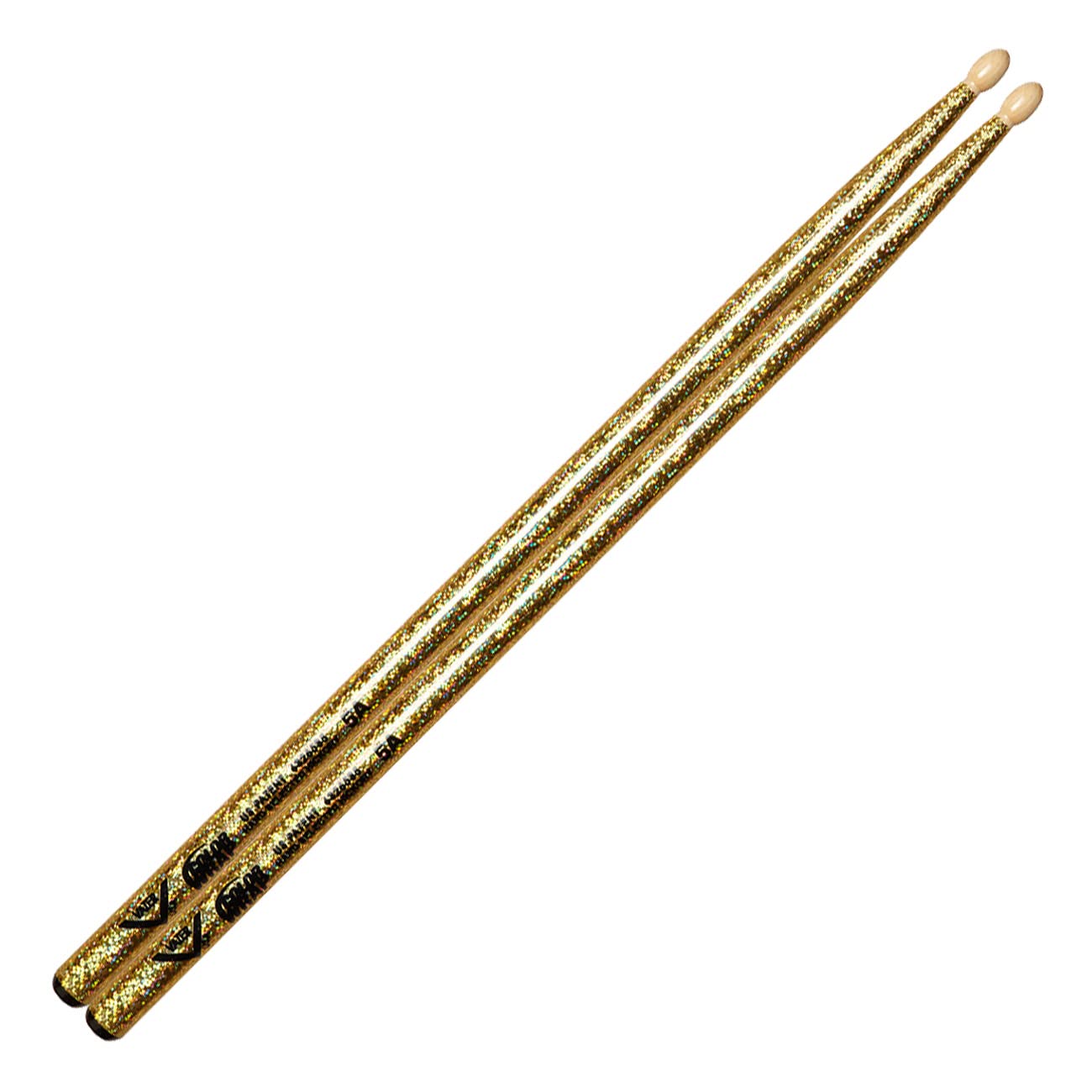 Vater Colour Wrap 5A Wood Tip Drum Sticks - Gold Sparkle