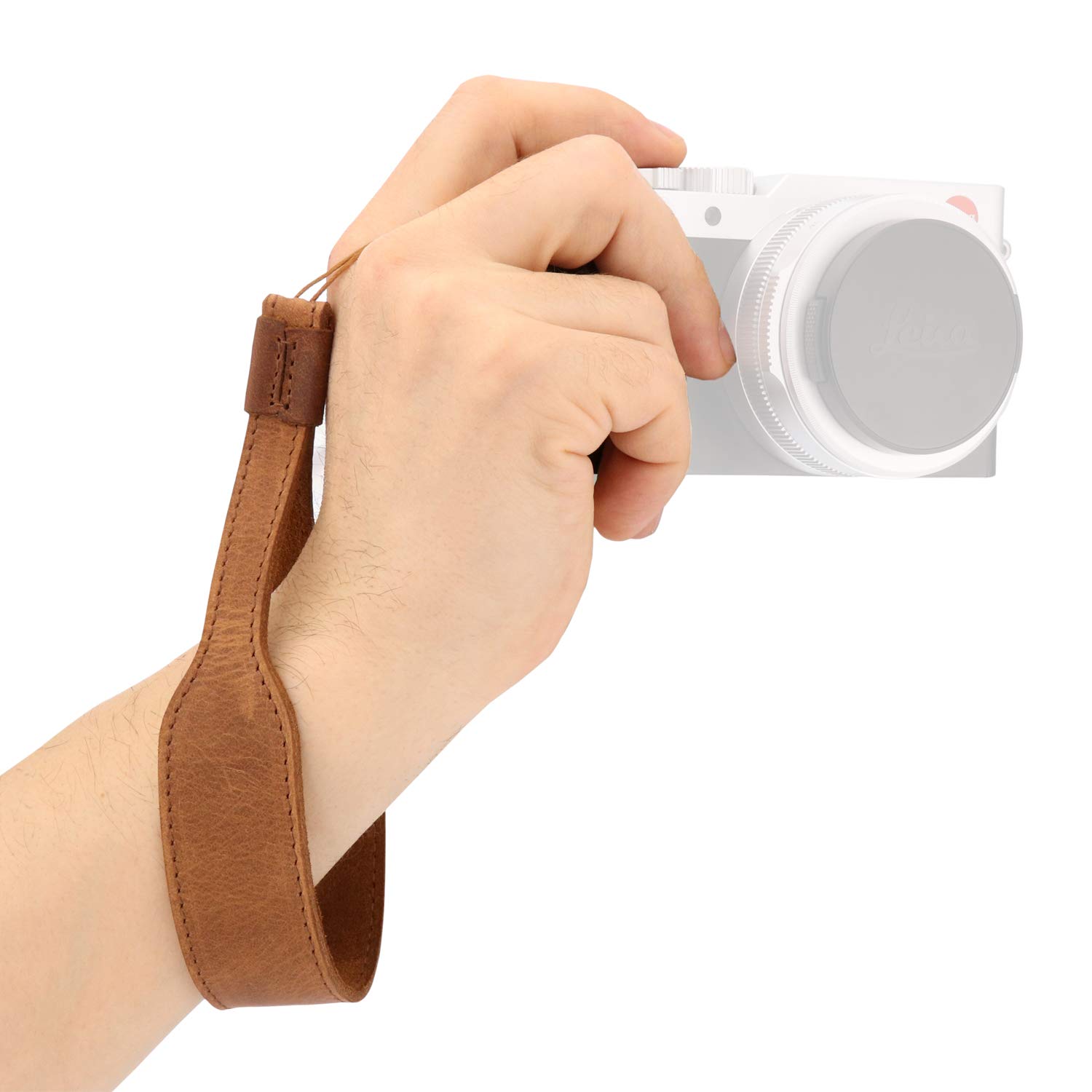 MegaGear MG1613 SLR, DSLR Genuine Leather Wrist Strap,Brown