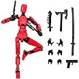 FunisFun 3D Printed Action Figures, Multi-Articular Movable Robot Fidget Toy Figure for Game Lovers DIY Robot Desk Decor(Assembly Required) (Red Black)