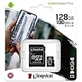 Kingston 128GB microSDXC Canvas Select Plus 100MB/s Read A1 Class 10 UHS-I Memory Card + Adapter (SDCS2/128GB)