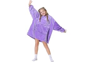 Aemilas Wearable Blanket Hoodie for Kids 6-12 Comfort Oversized Hoodies Blanket Sweatshirt Birthday Gifts, One Size Fits All