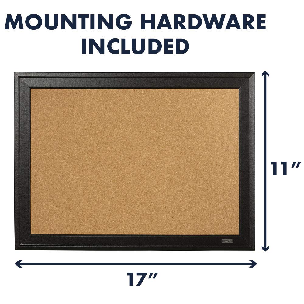 Quartet Cork Board Bulletin Board, 11” x 17” Framed Corkboard, Black Frame, Decorative Hanging Pin Board, Perfect for Office & Home Decor, Home School Message Board or Vision Board (79279) , Brown