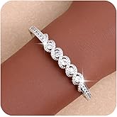 Tyebiva Gold Silver Rhinestone Bangle Bracelet for Women, Cubic Zirconia Stackable Cuff Bracelets Prom Wedding Accessories Jewelry Gift