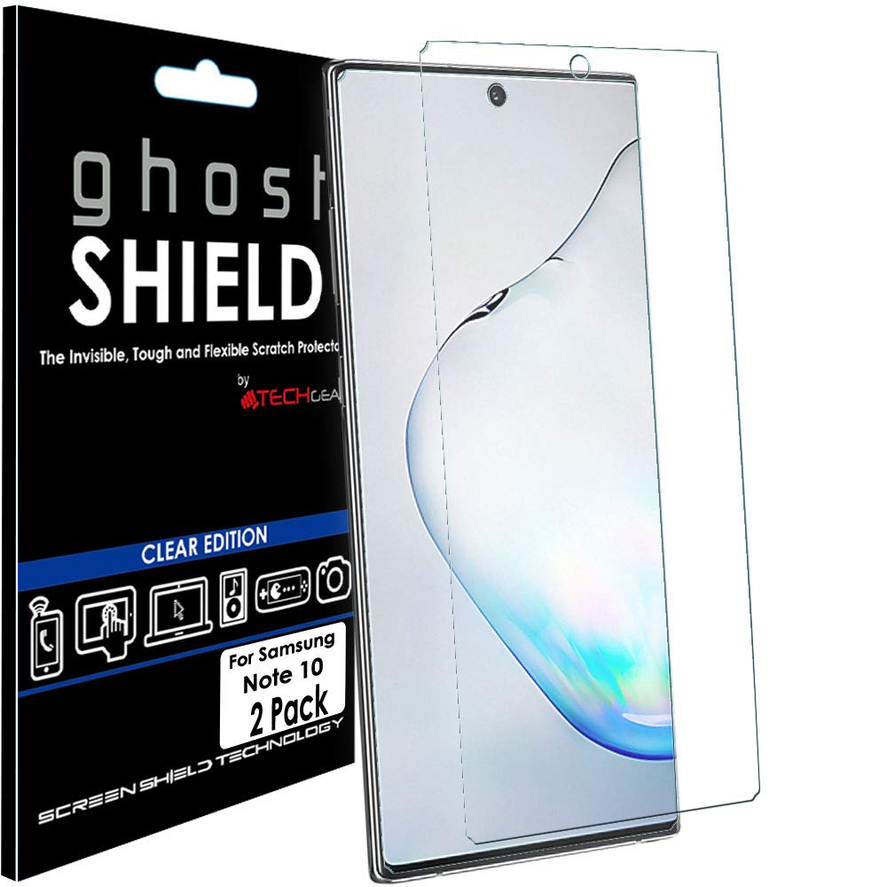 TECHGEAR [Pack of 2] Screen Protectors fit Samsung Galaxy Note 10 [ghostSHIELD Edition] Reinforced TPU film Screen Protector Guard Covers [FULL Screen Coverage] Curved Screen Area