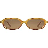 Appassal Retro Rectangle Sunglasses for Women Men Trendy Small Narrow Square Sunnies AP3729,Yellow Tortoise/Brown