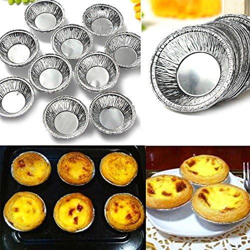 Pushhr 20Pcs Muffin Cupcake Cookie Aluminum Foil Cup Disposable Silver Egg Tarts Mould