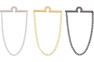 3pcs Tie Chains for Men, Necktie Chains with Ring Clasps Stylish Men's Suit Accessories for Business & Wedding Wear (Gold, Si