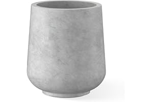 Kante 15.3" Dia Round Concrete Planter, Outdoor Indoor Large Plant Pots Containers with Drainage Hole and Rubber Plug for Home Garden Patio, Natural Concrete