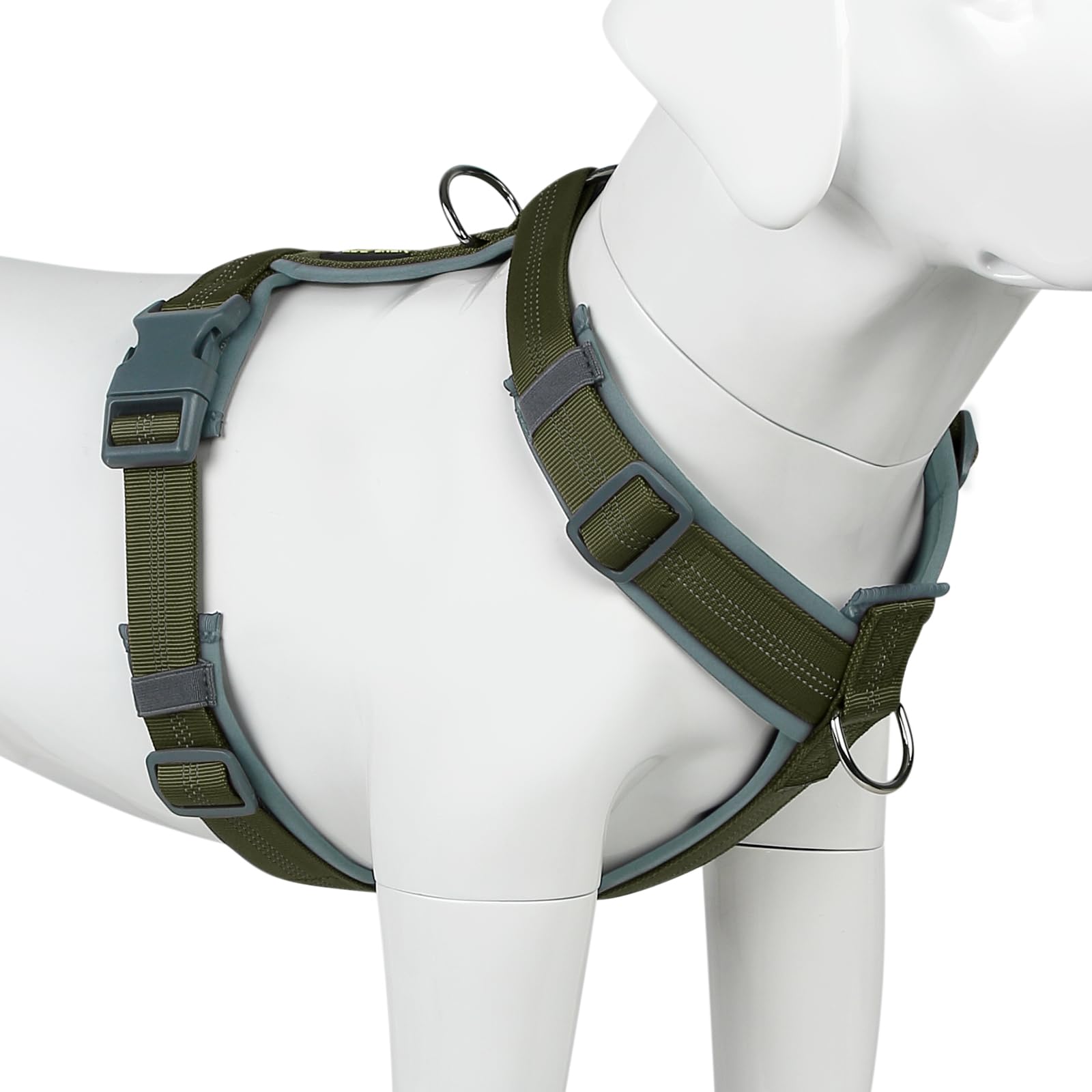 Photo 1 of Plutus Pet No Pull Dog Harness, Adjustable Nylon Harness with Soft Padding, Reflective and Heavy Duty Dog Harness for Small, Medium, Large Dogs(Ranger Green, L)