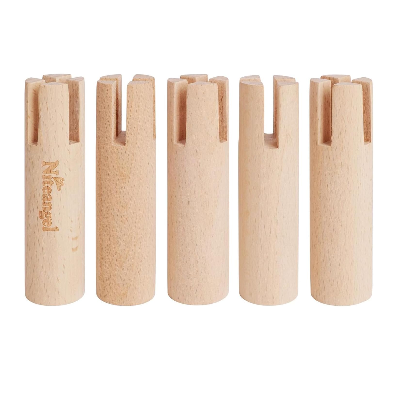 Niteangel Set of Beech Stilts for Elevating & Safely Setting Multi-Chamber Series Maze House or Hamster Wheel Platform (Set of 5 Stilts (4.33'' H))