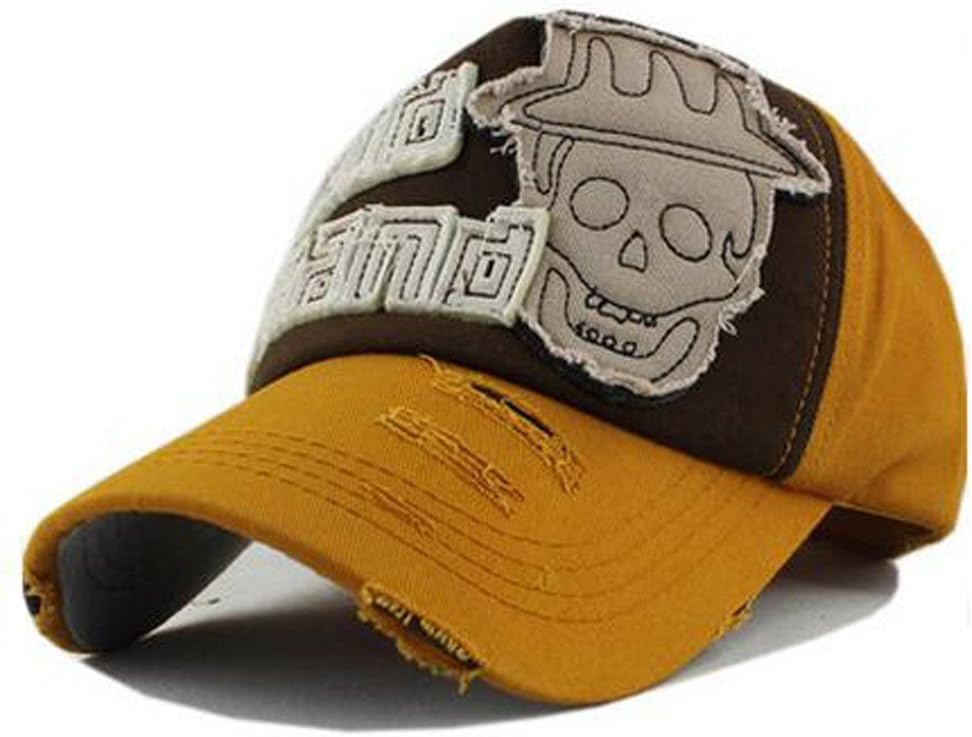 Elwow Men's Distressed Baseball Cap Skeleton Patch Hat, Hiking Driver Trucker Hat
