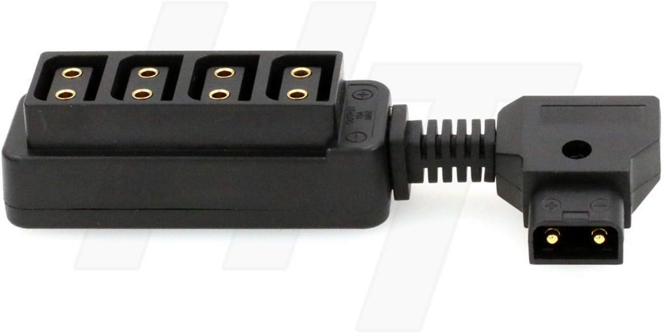 HangTon Short D-Tap P-tap Power Splitter Male to Female Adapter 1 to 4 for V-Mount Gold Mount Battery, Black