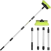 65”165cm Car Wash Brush Long Handle Soft Bristle Scrub Cleaning Mop with 4 Hand-held Places Extendable Washing Brushes Broom Kit for RV Boat Truck SUV Caravan Solar Panel House Siding,Sweep Snow