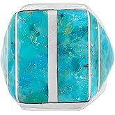 Turquoise Ring Sterling Silver 925 Genuine Gemstones Size 6 to 11