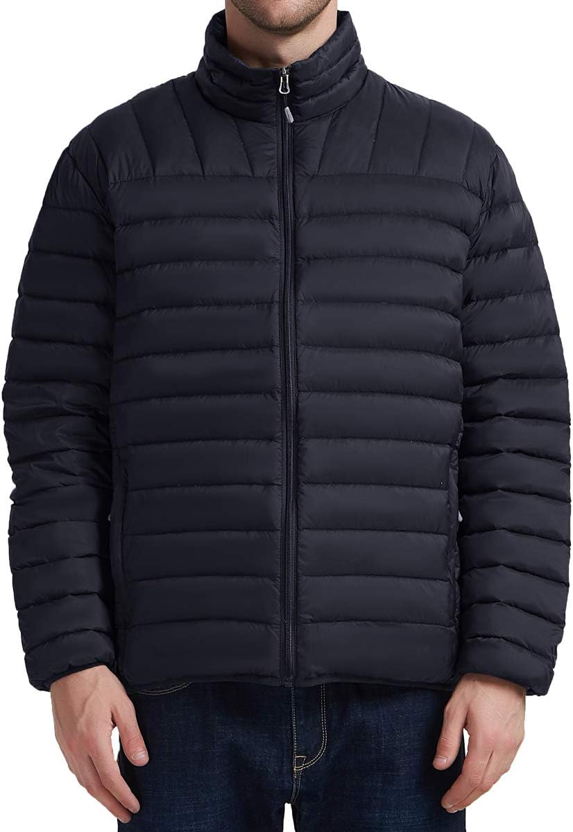 Men's Packable Winter Down Jacket Winter Lightweight Hooded Puffer Jacket Coat