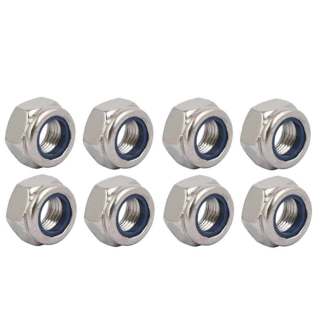 Sourcingmap 8pcs M12 x 1.25mm Pitch Metric Fine Thread 304 Stainless Steel Hex Lock Nuts