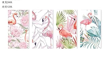 Amazon Grt レターセット 24枚便箋 12枚封筒 フラミンゴ おしゃれ