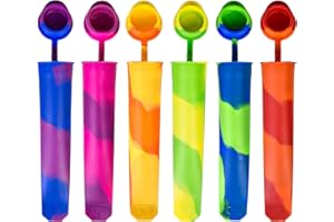 Silicone Ice Pop Mould Set - ice pop Mold,Popsicle Moulds Ice Lolly Molds with Lids, BPA Free Popsicle Maker - 6 Vibrant Colo
