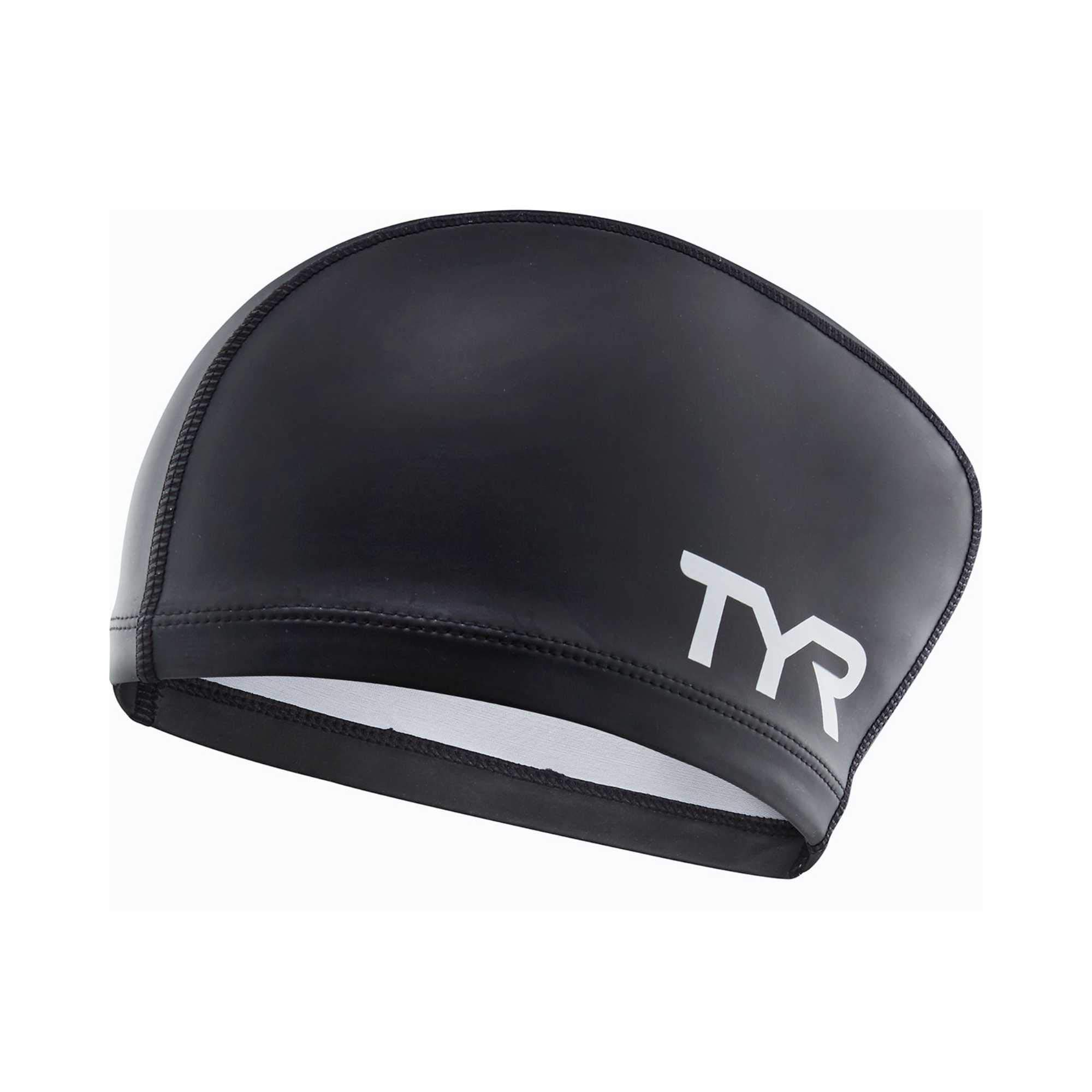 TYR Unisex Silcn Lng Hr Long hair silicone comfort swim cap, Black, One Size UK